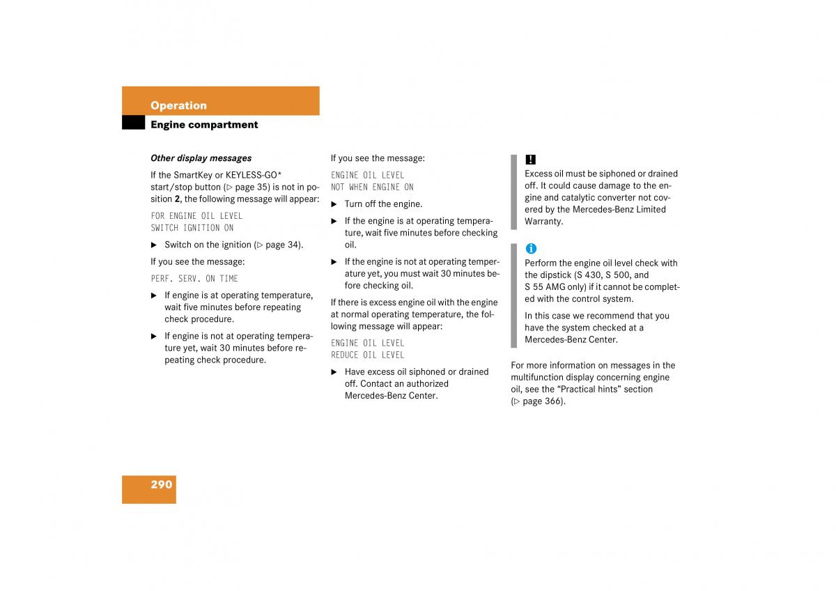 Mercedes Benz S Class W221 owners manual / page 291