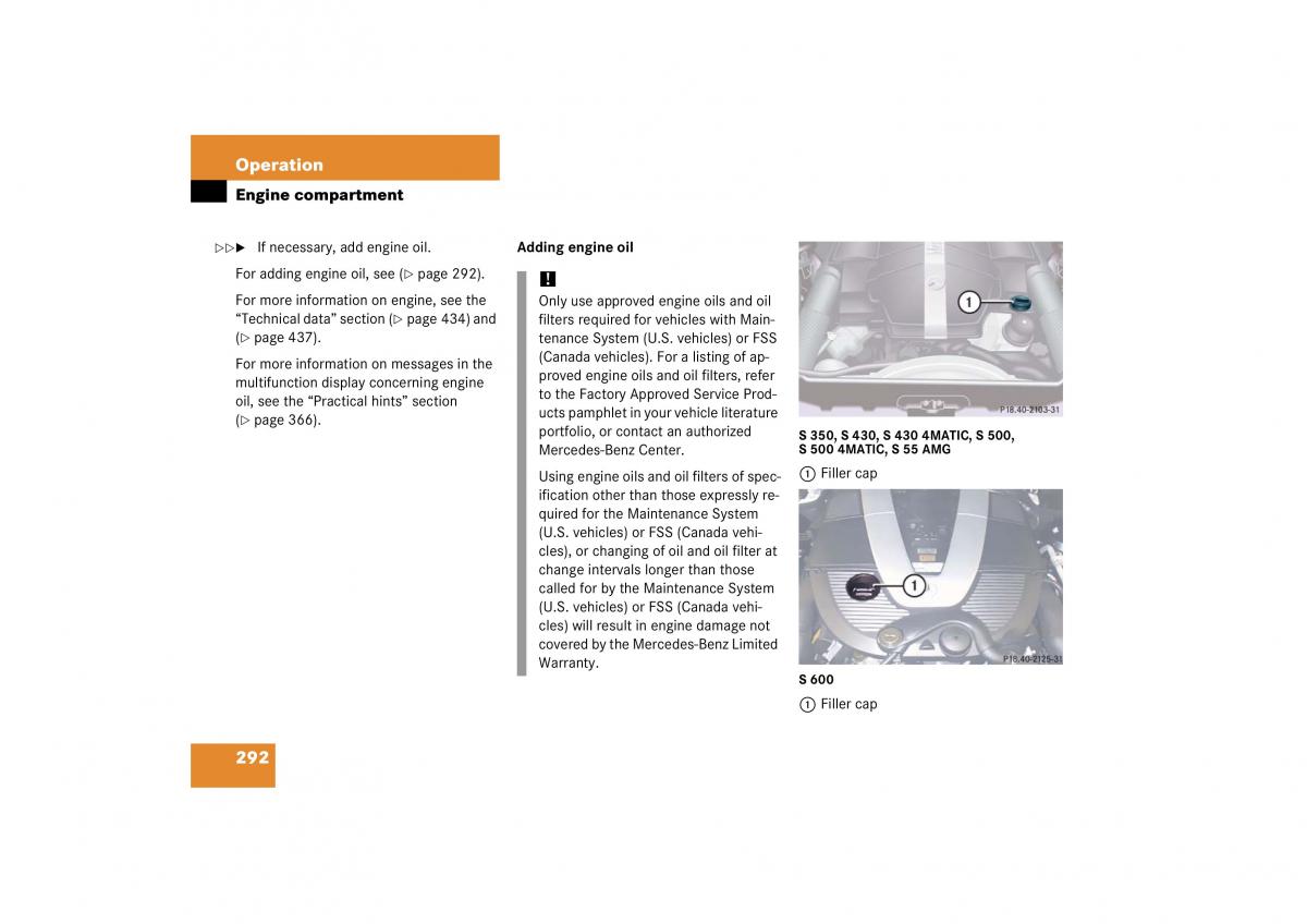 Mercedes Benz S Class W221 owners manual / page 293