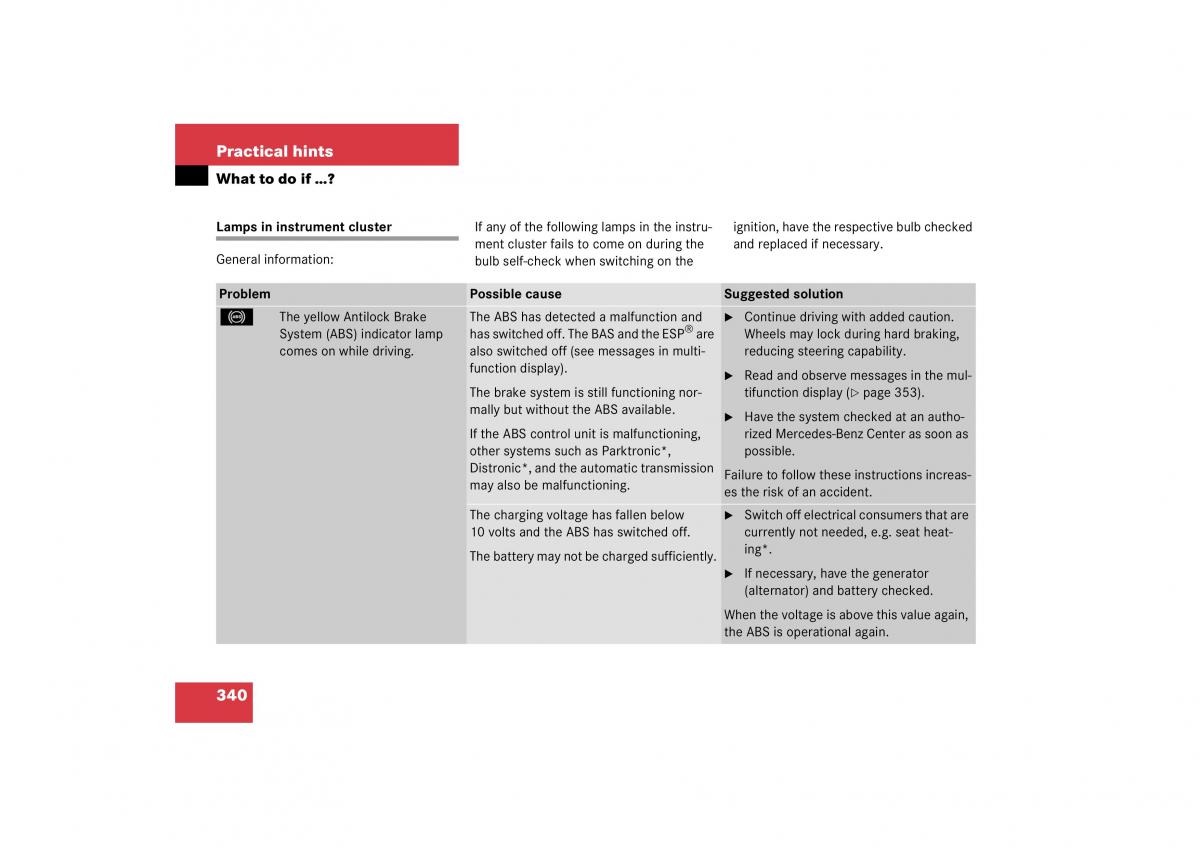 Mercedes Benz S Class W221 owners manual / page 341