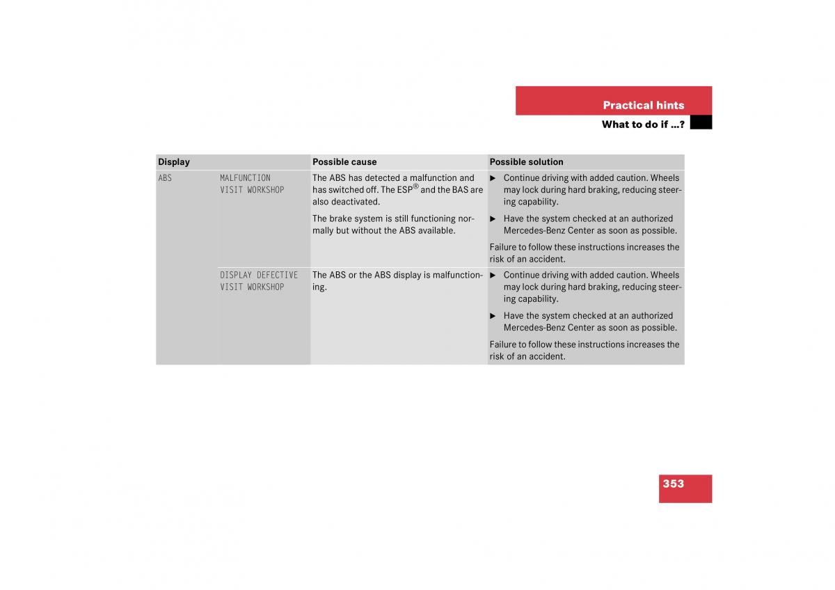 Mercedes Benz S Class W221 owners manual / page 354