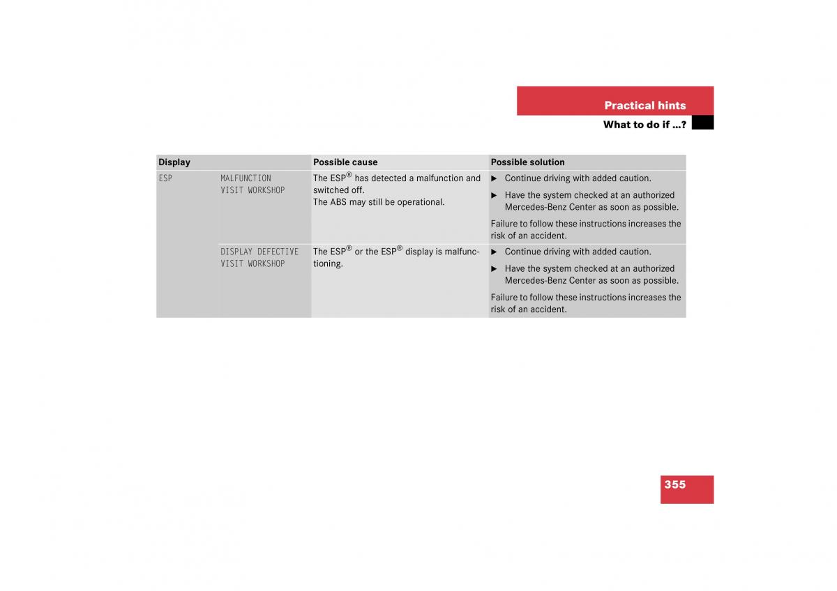 Mercedes Benz S Class W221 owners manual / page 356