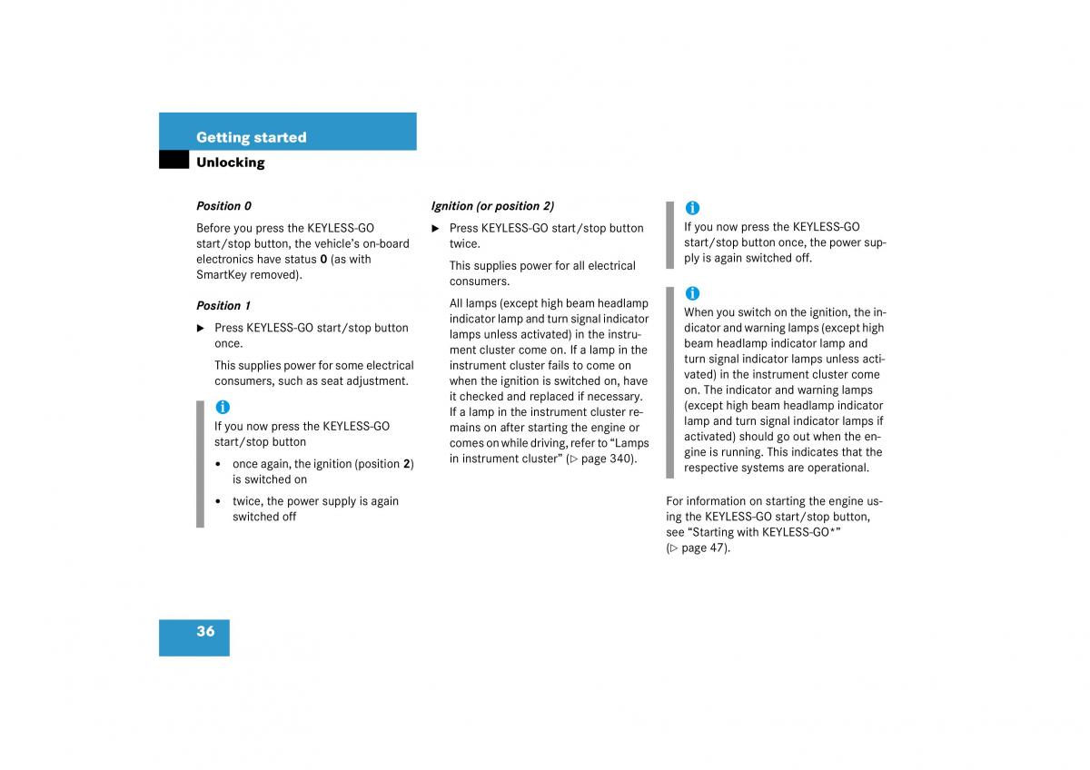 Mercedes Benz S Class W221 owners manual / page 37