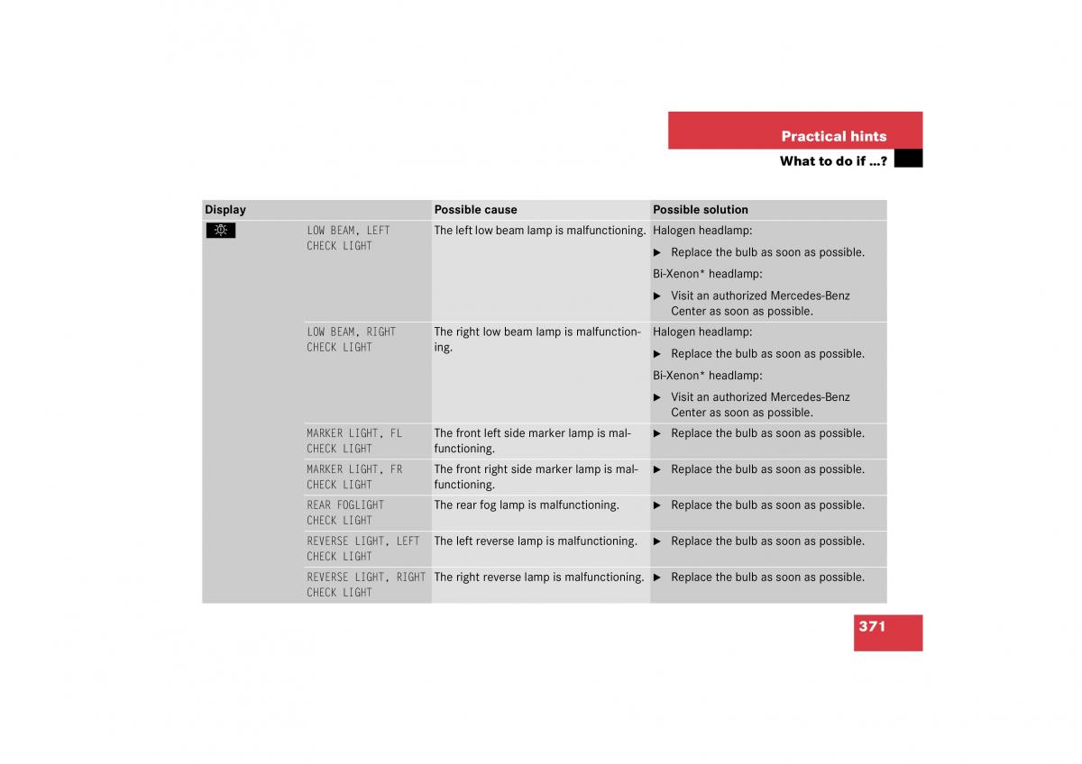 Mercedes Benz S Class W221 owners manual / page 372