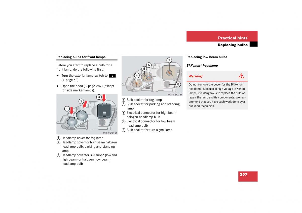 Mercedes Benz S Class W221 owners manual / page 398