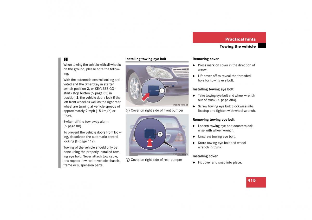 Mercedes Benz S Class W221 owners manual / page 416