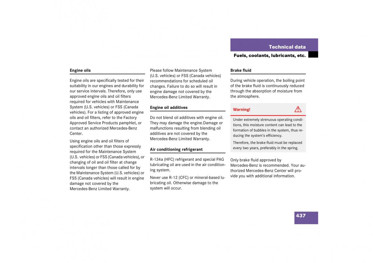 Mercedes Benz S Class W221 owners manual / page 438