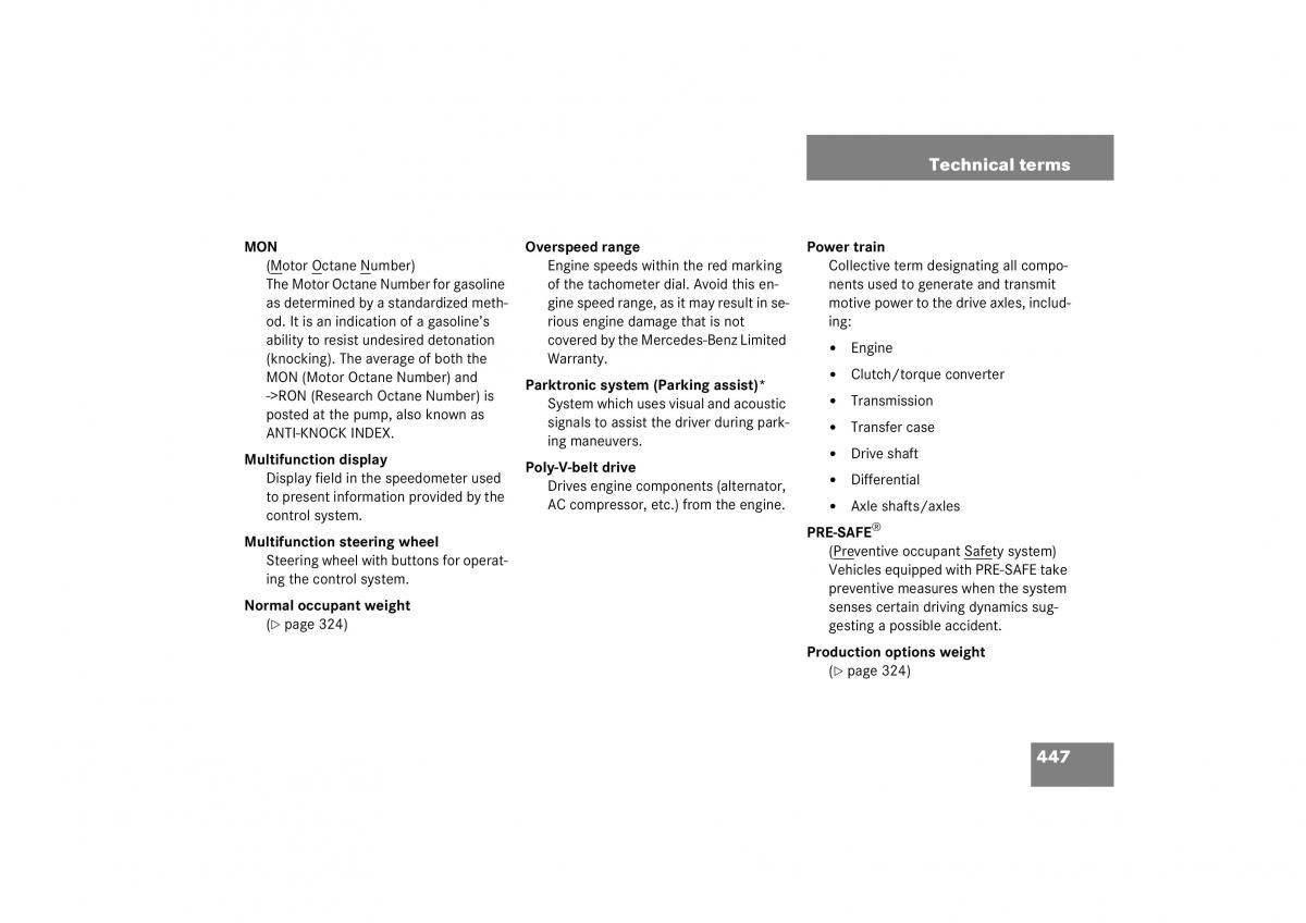 Mercedes Benz S Class W221 owners manual / page 448