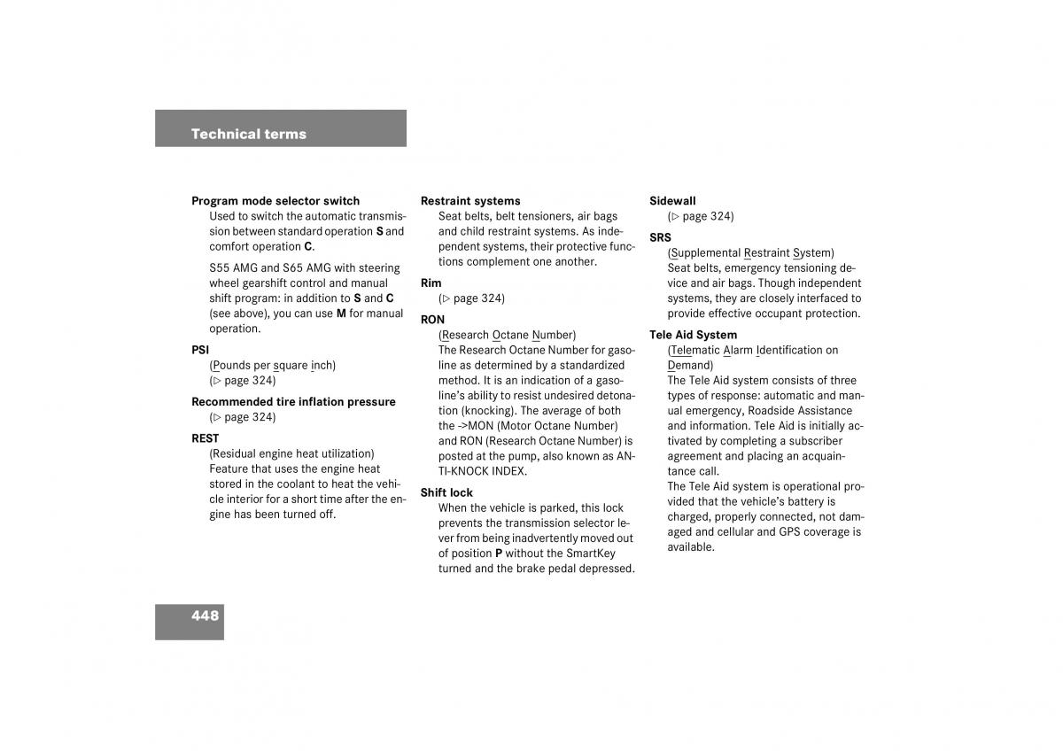 Mercedes Benz S Class W221 owners manual / page 449