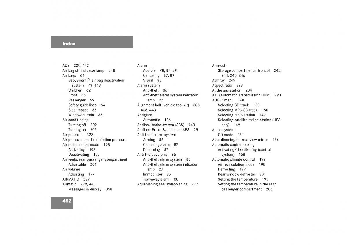 Mercedes Benz S Class W221 owners manual / page 453