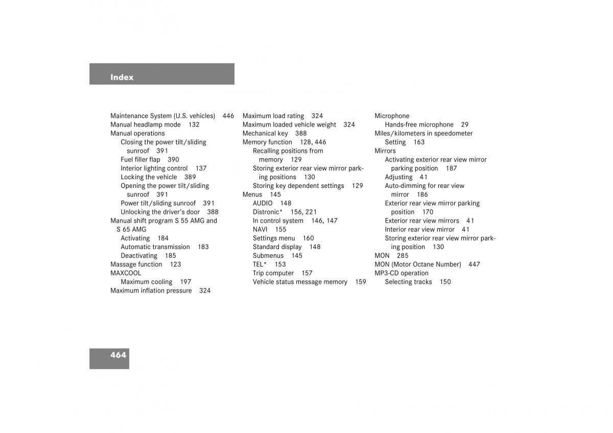 Mercedes Benz S Class W221 owners manual / page 465