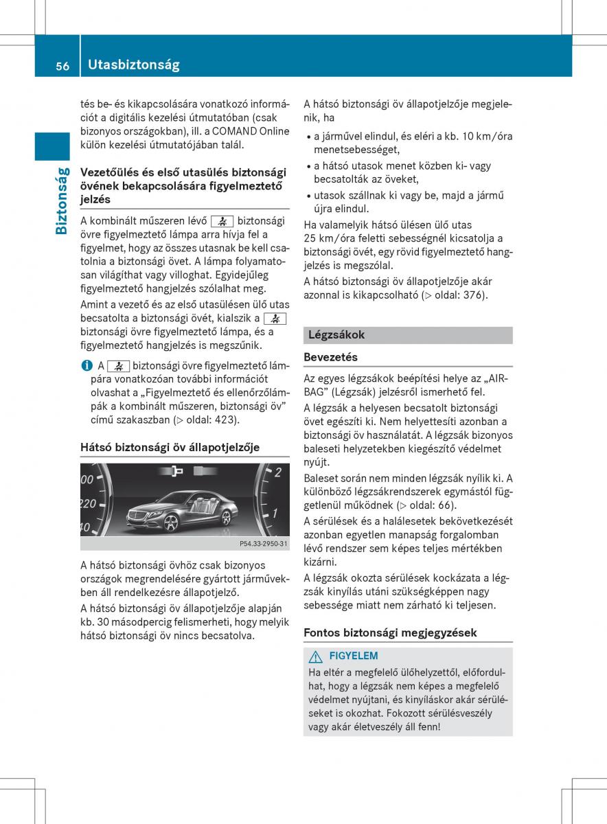 Mercedes Benz S Class W222 kezelesi utmutato / page 58