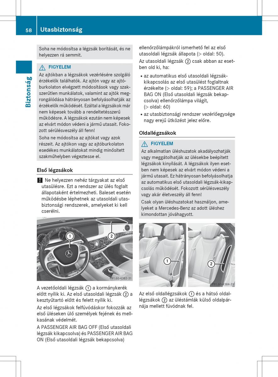 Mercedes Benz S Class W222 kezelesi utmutato / page 60