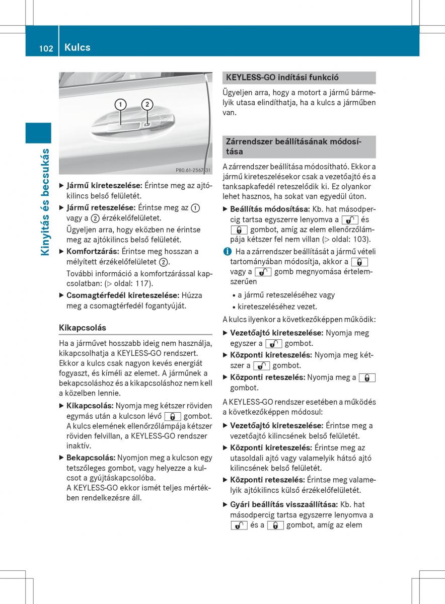 Mercedes Benz S Class W222 kezelesi utmutato / page 104