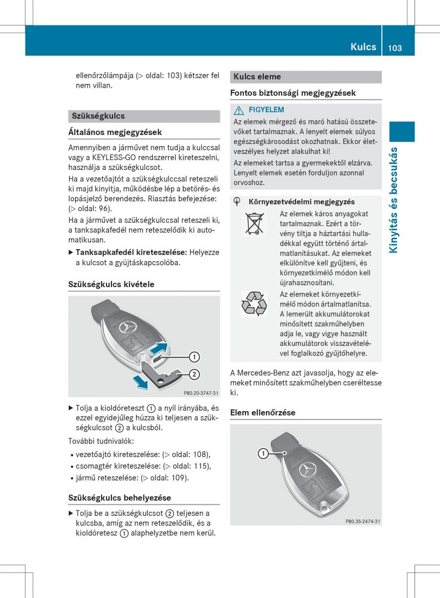 Mercedes Benz S Class W222 kezelesi utmutato / page 105