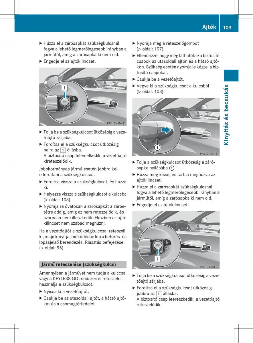 Mercedes Benz S Class W222 kezelesi utmutato / page 111