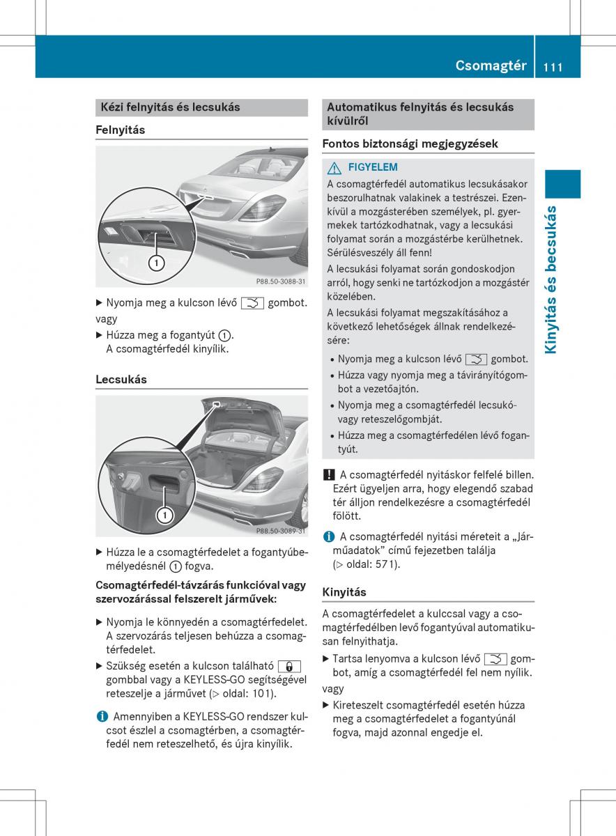 Mercedes Benz S Class W222 kezelesi utmutato / page 113