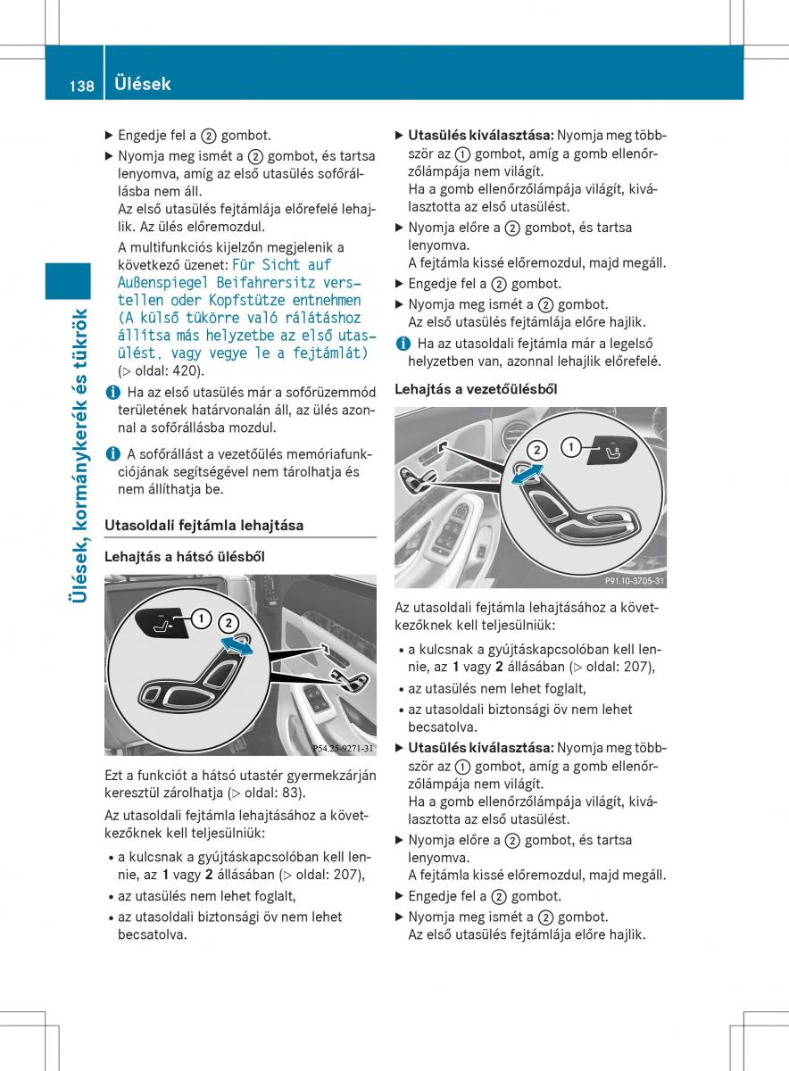 Mercedes Benz S Class W222 kezelesi utmutato / page 140