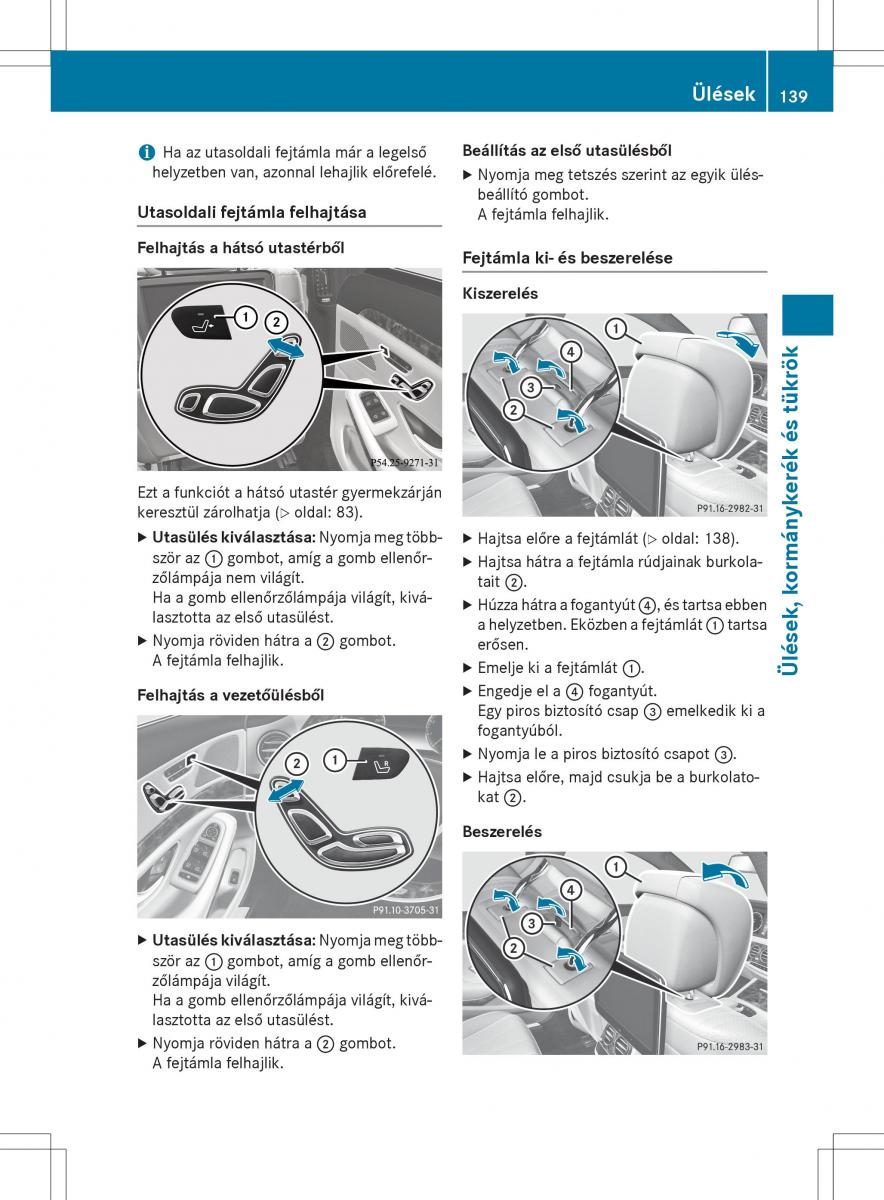 Mercedes Benz S Class W222 kezelesi utmutato / page 141