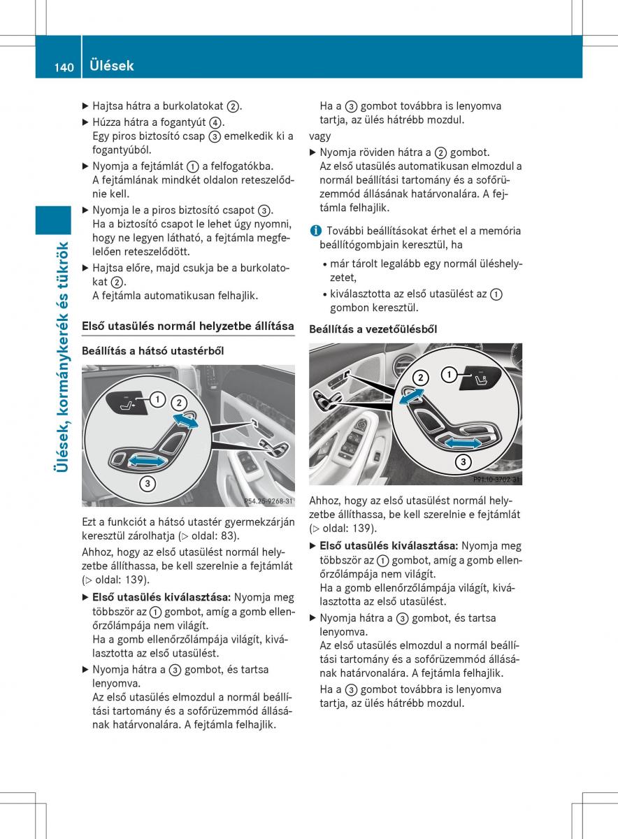 Mercedes Benz S Class W222 kezelesi utmutato / page 142