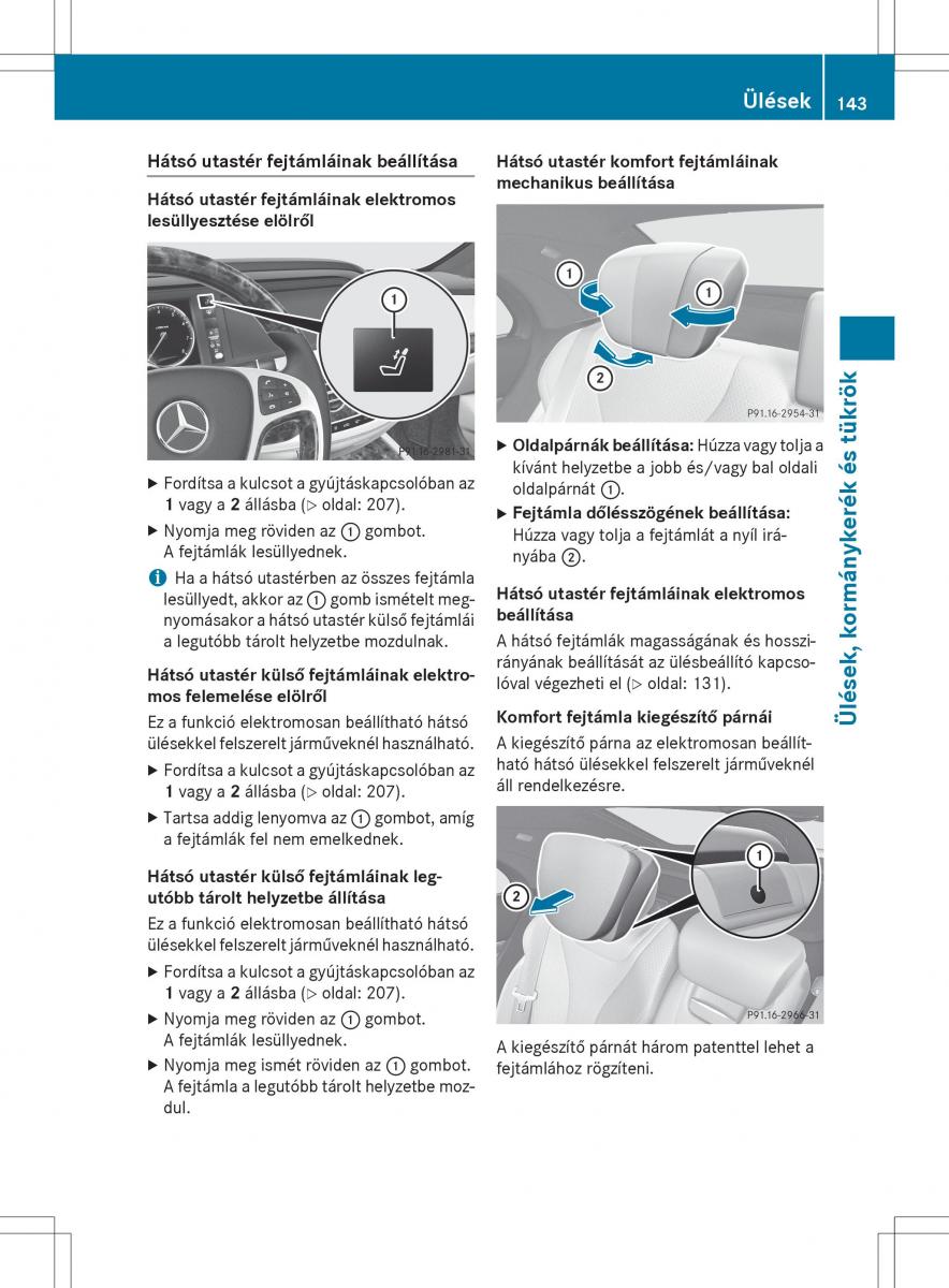 Mercedes Benz S Class W222 kezelesi utmutato / page 145