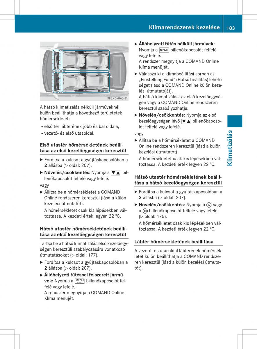 Mercedes Benz S Class W222 kezelesi utmutato / page 185