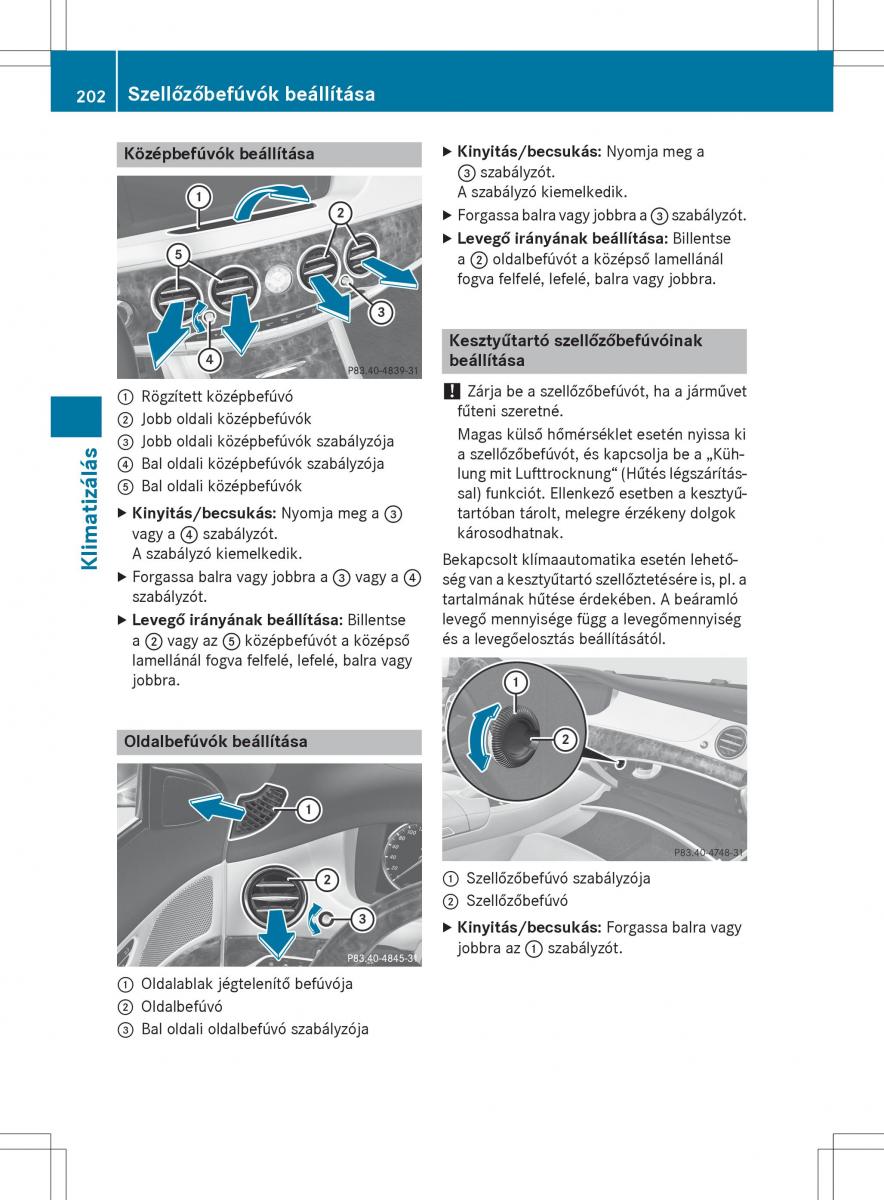 Mercedes Benz S Class W222 kezelesi utmutato / page 204