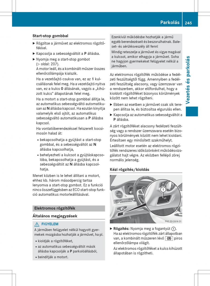 Mercedes Benz S Class W222 kezelesi utmutato / page 247