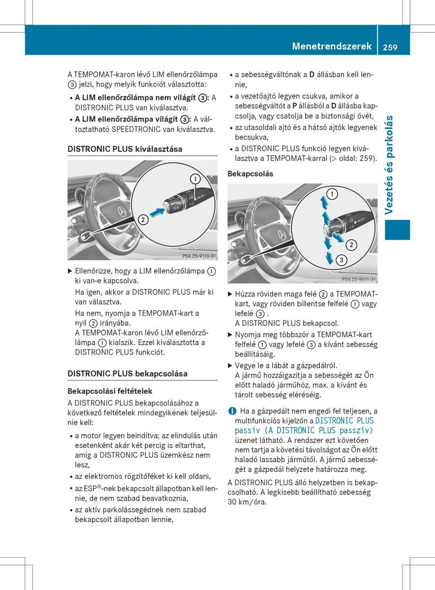 Mercedes Benz S Class W222 kezelesi utmutato / page 261