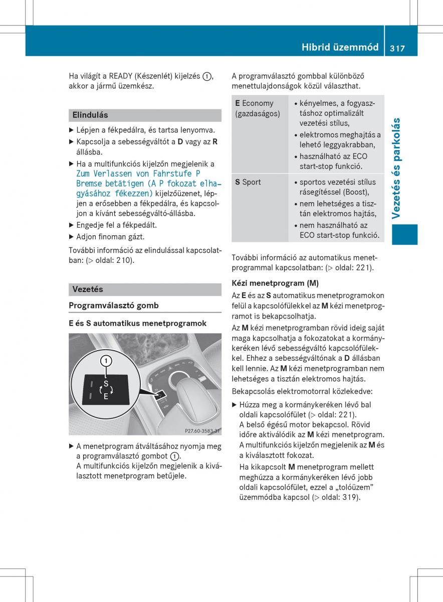 Mercedes Benz S Class W222 kezelesi utmutato / page 319