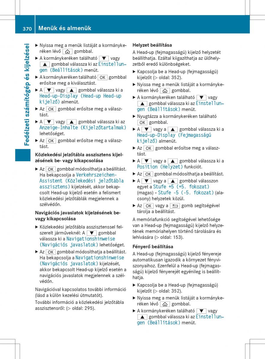 Mercedes Benz S Class W222 kezelesi utmutato / page 372