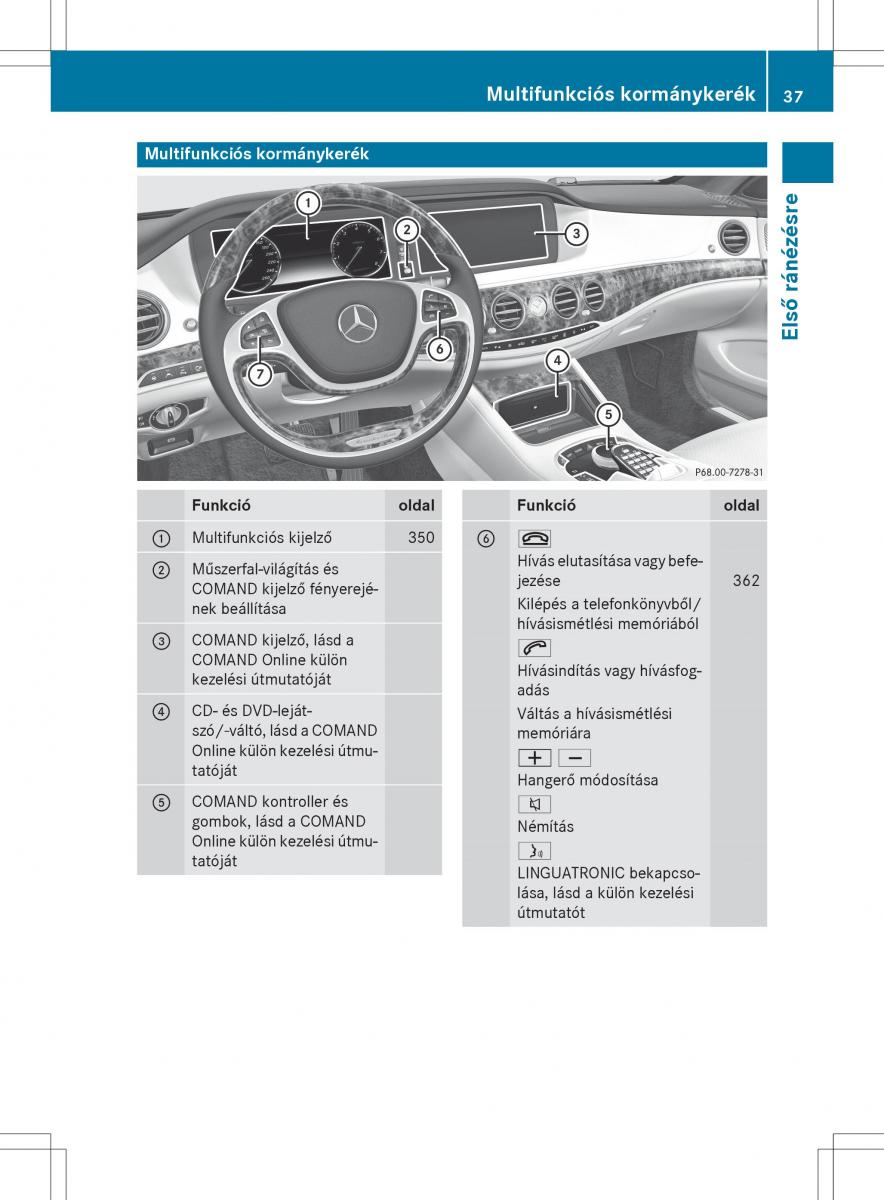 Mercedes Benz S Class W222 kezelesi utmutato / page 39