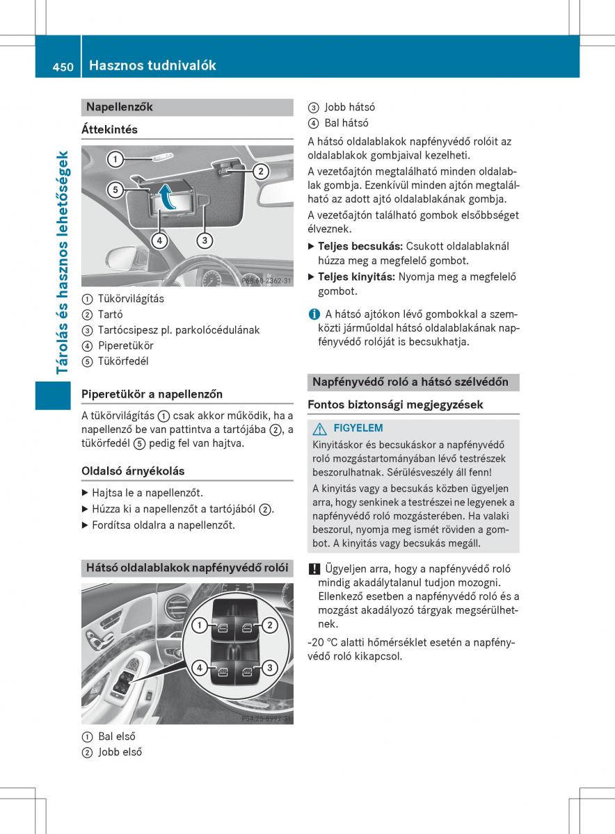 Mercedes Benz S Class W222 kezelesi utmutato / page 452