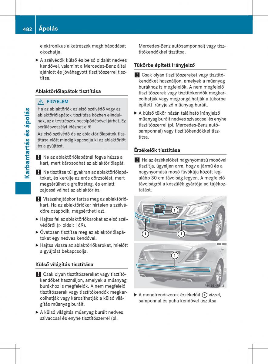 Mercedes Benz S Class W222 kezelesi utmutato / page 484