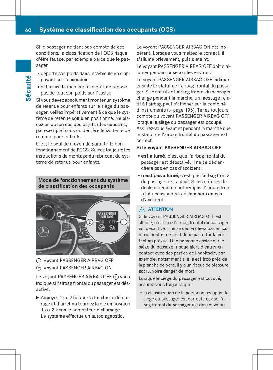 Mercedes Benz S Class W222 manuel du proprietaire / page 62