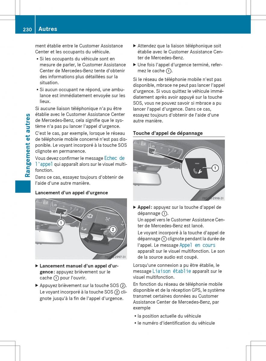 Mercedes Benz S Class W222 manuel du proprietaire / page 232