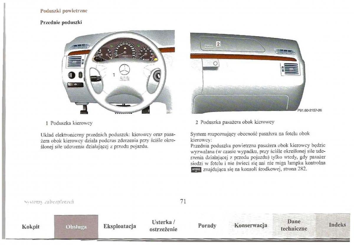 Mercedes Benz E Class W210 instrukcja obslugi / page 70