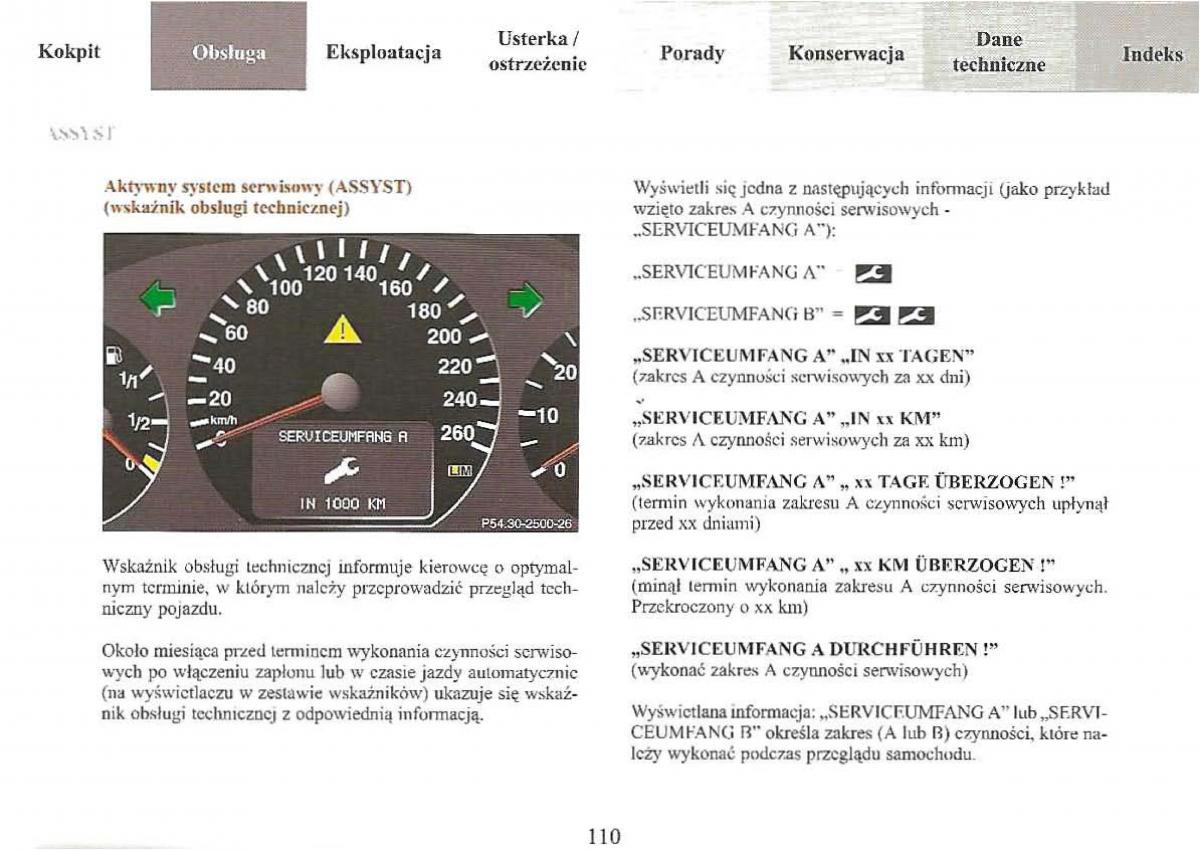 Mercedes Benz E Class W210 instrukcja obslugi / page 109