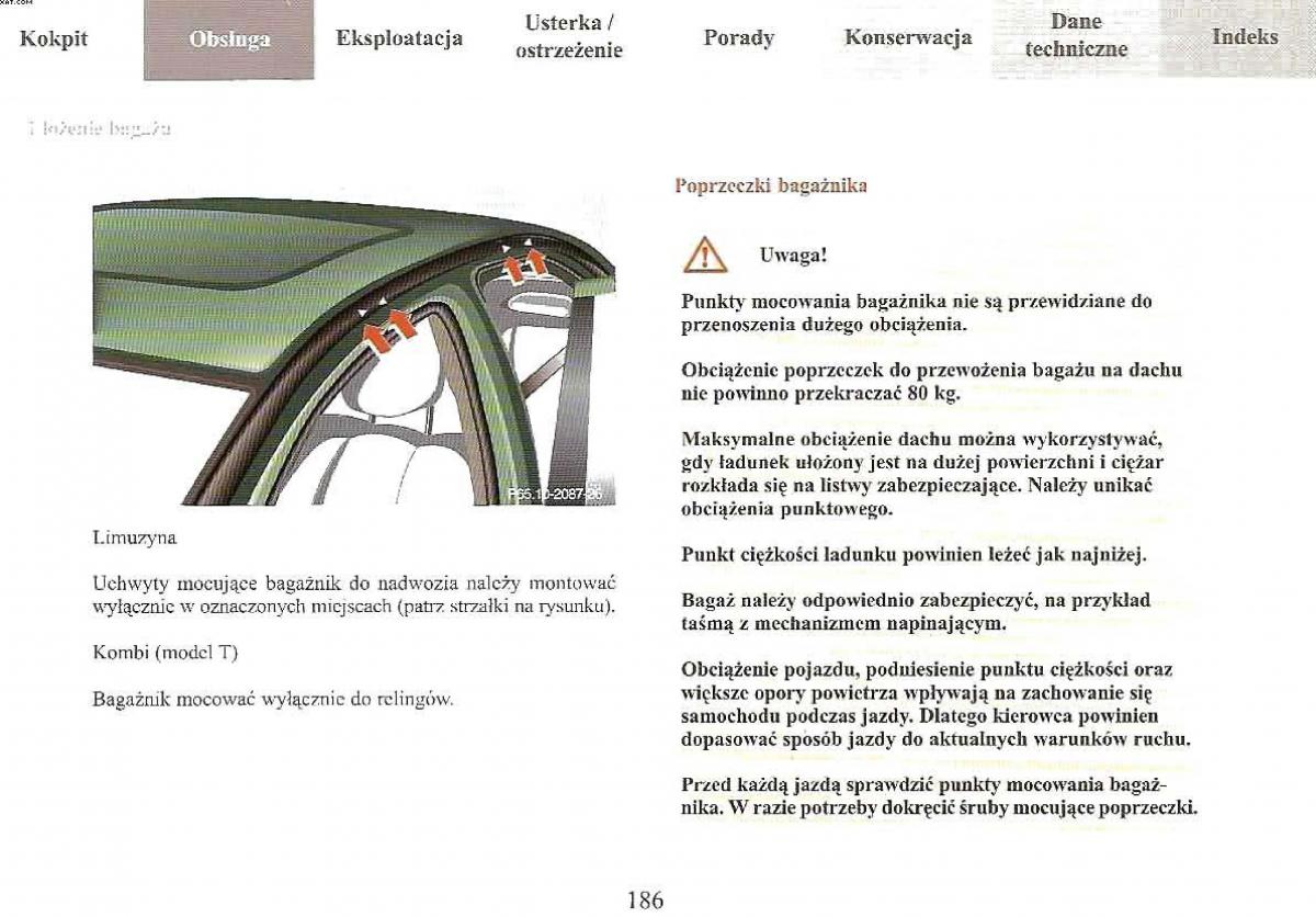 Mercedes Benz E Class W210 instrukcja obslugi / page 186