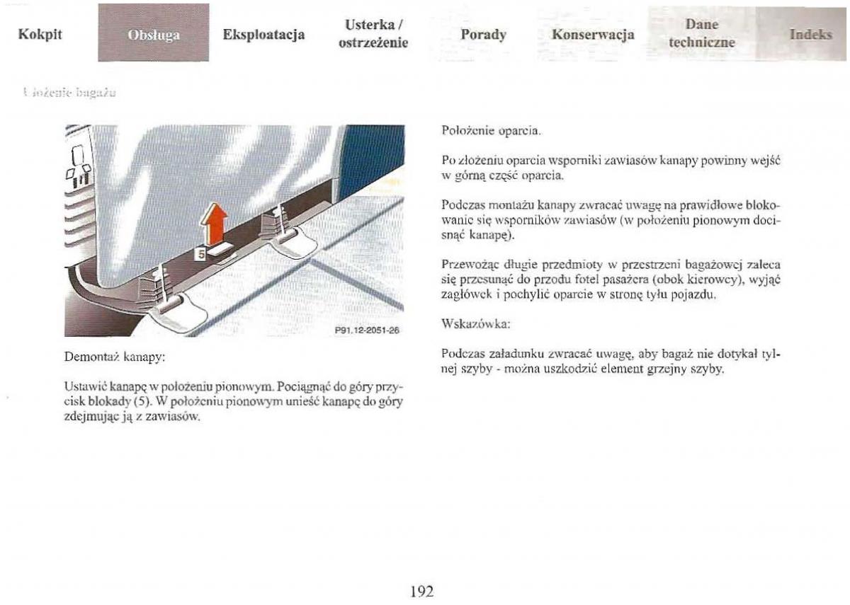 Mercedes Benz E Class W210 instrukcja obslugi / page 192