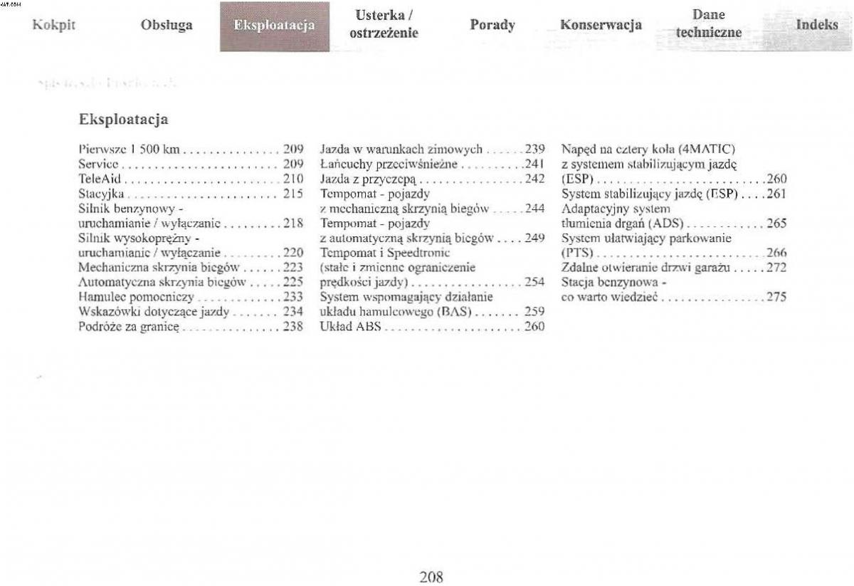 Mercedes Benz E Class W210 instrukcja obslugi / page 207