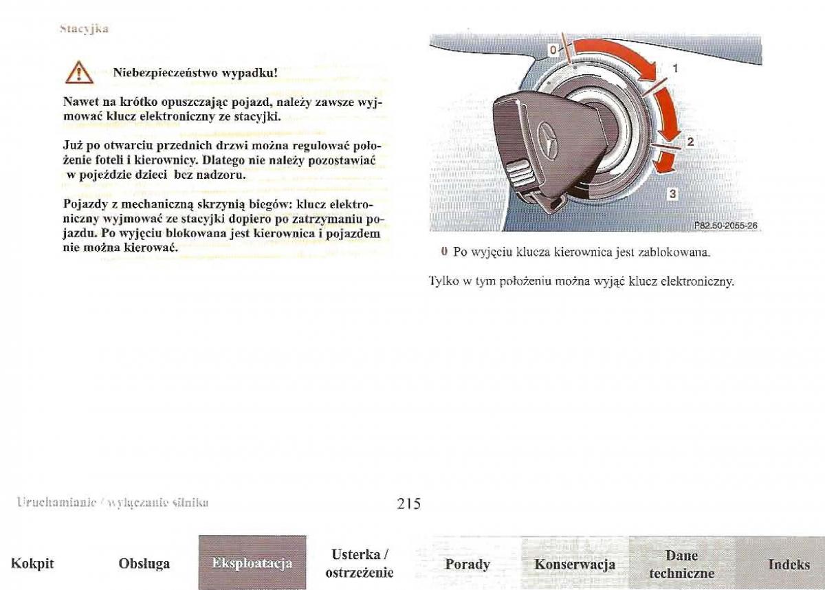 Mercedes Benz E Class W210 instrukcja obslugi / page 214