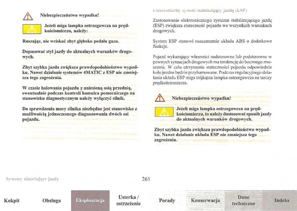 Mercedes Benz E Class W210 instrukcja obslugi / page 259