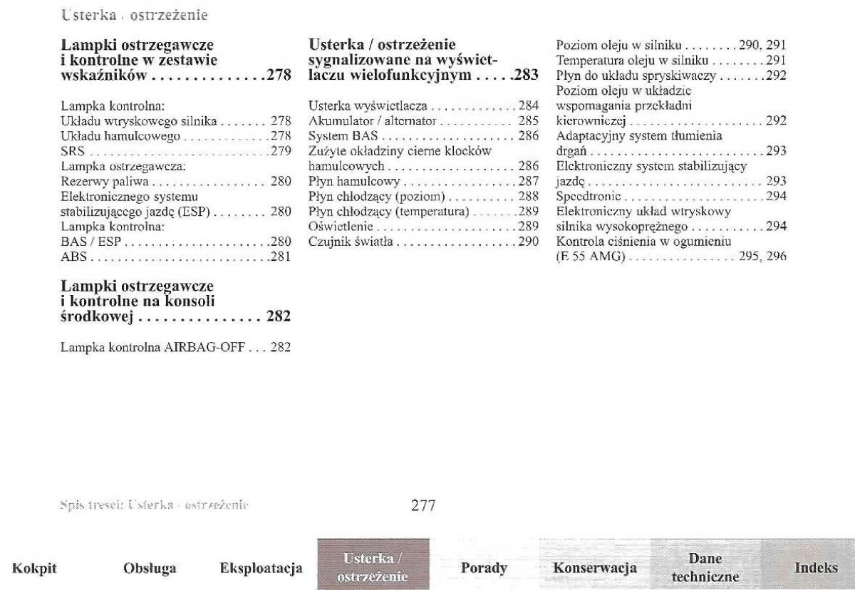 Mercedes Benz E Class W210 instrukcja obslugi / page 275