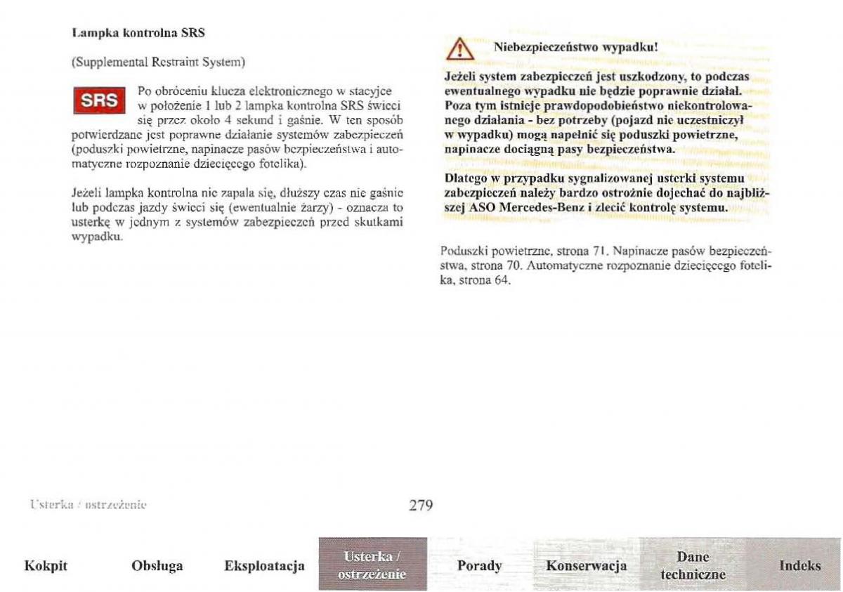 Mercedes Benz E Class W210 instrukcja obslugi / page 277