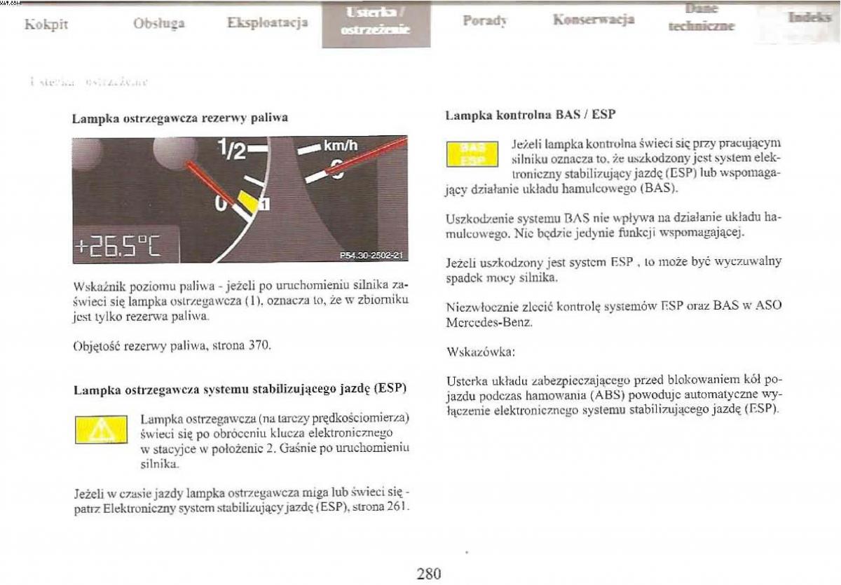 Mercedes Benz E Class W210 instrukcja obslugi / page 278