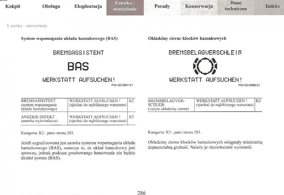 Mercedes Benz E Class W210 instrukcja obslugi / page 284