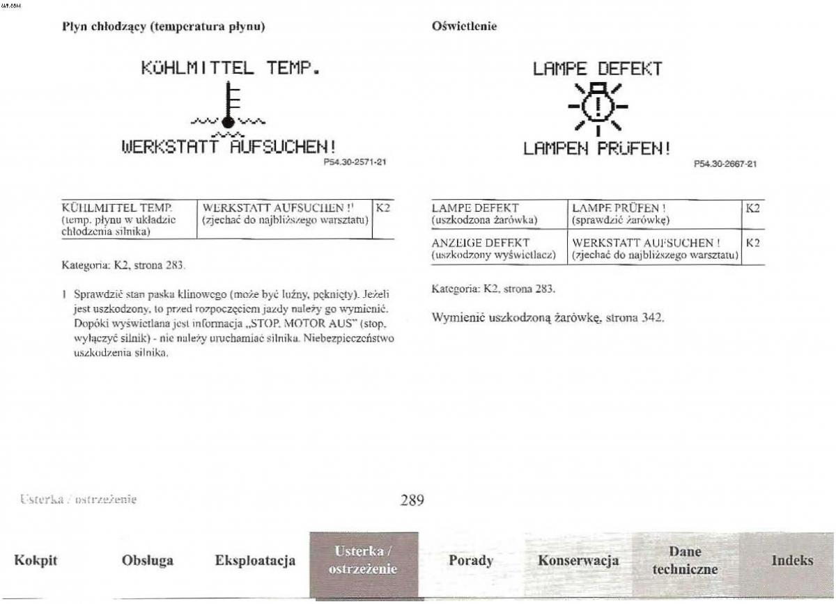 Mercedes Benz E Class W210 instrukcja obslugi / page 288
