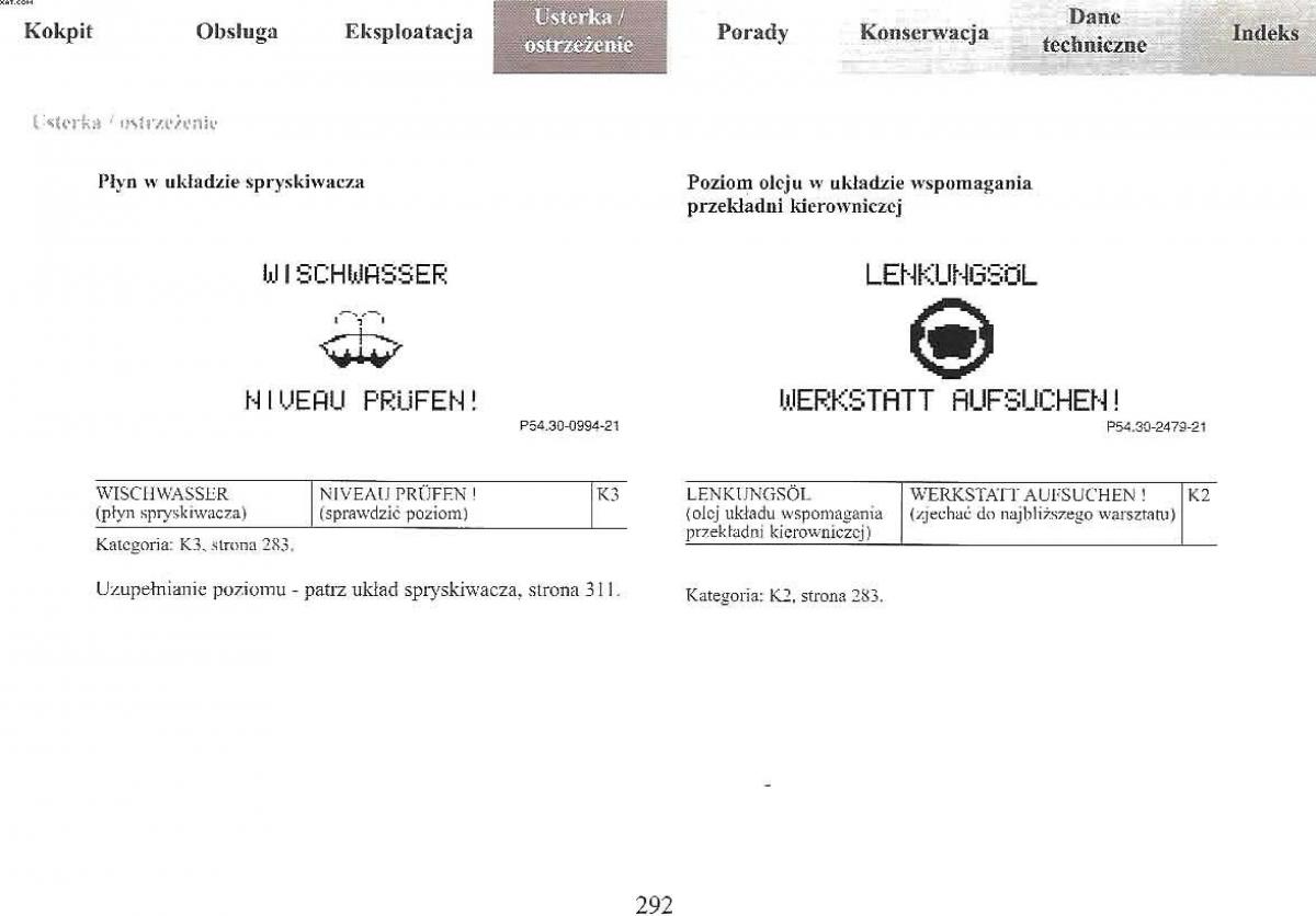 Mercedes Benz E Class W210 instrukcja obslugi / page 290