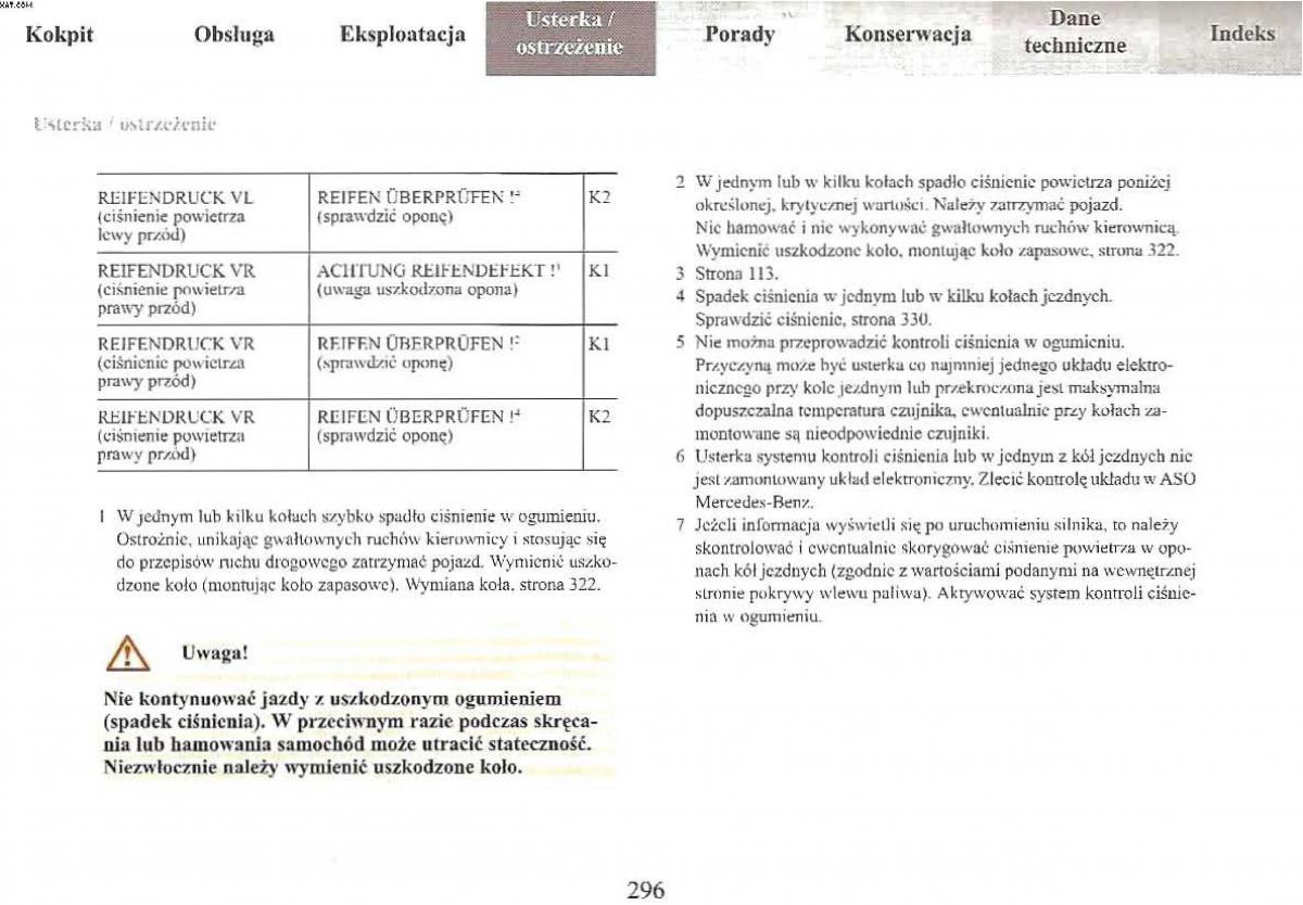 Mercedes Benz E Class W210 instrukcja obslugi / page 294