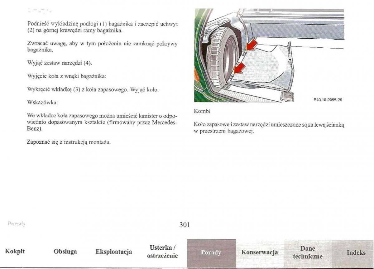 Mercedes Benz E Class W210 instrukcja obslugi / page 299